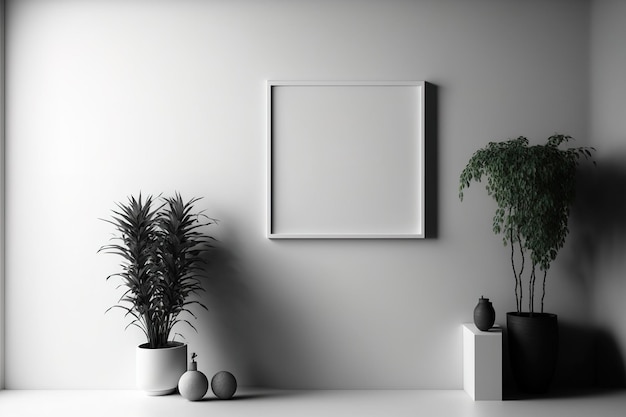 Mockup of a blank wall in a basic minimalistic setting