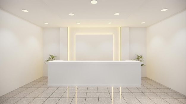 Mockup blank wall in an empty office room or reception 3d rendering