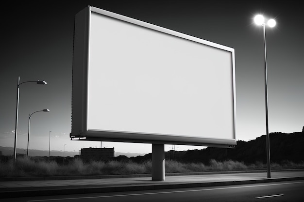 Foto tabellone per le affissioni bianco vuoto mockup sulla strada generato da ai