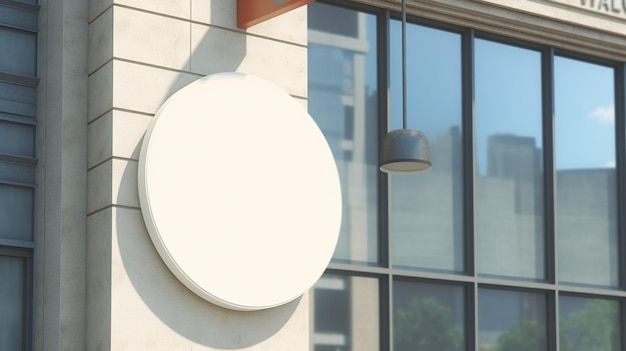 Mockup of a blank white circle in a store