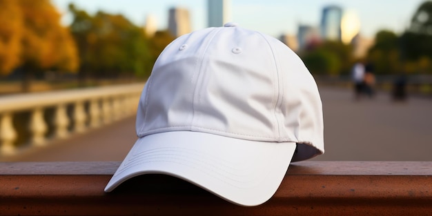 Photo mockup of a branded cap on a casual outfit