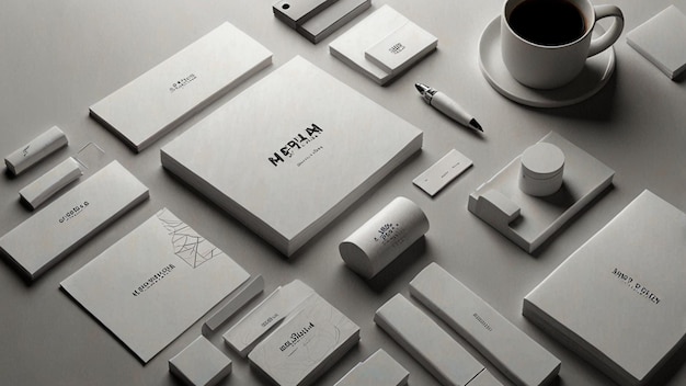 Photo mockup branding with multiple items