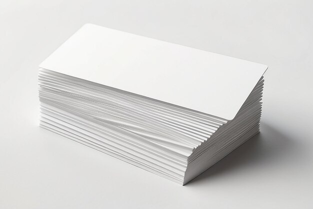 Mockup of business cards fan stack at white textured paper background