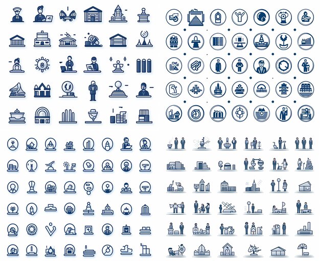 Photo mockup business and finance outline icons set on white backgrou