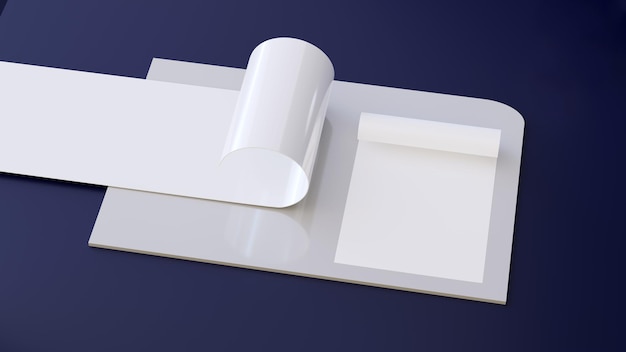 Mockup business template with blank paper 3d rendering