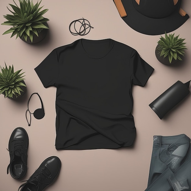 Mockup clothing black tshirt blank