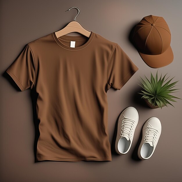 Mockup clothing brown tshirt blank