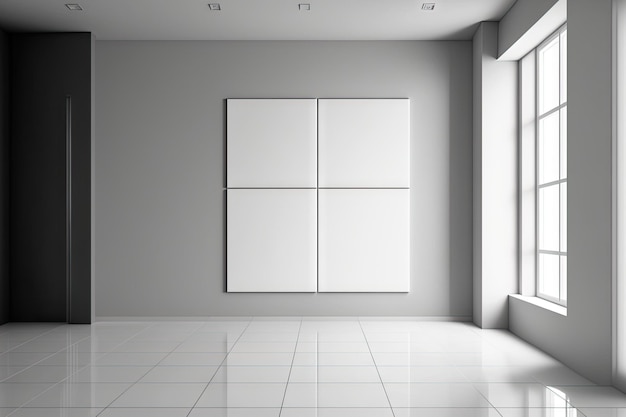 Mockup of a contemporary empty room with a background image