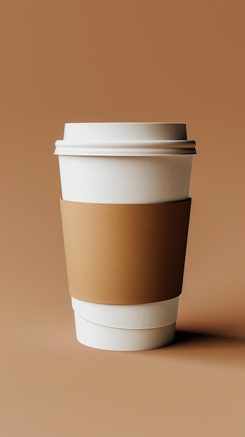 ベージュ色の背景のミニマリズムでコーヒーカップのモックアップ