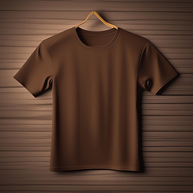 Photo mockup design of brown tshirt blank