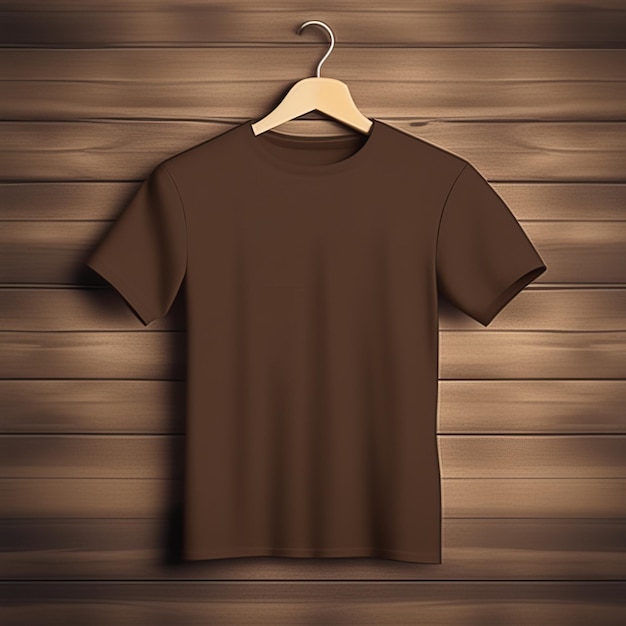 Photo mockup design of brown tshirt blank