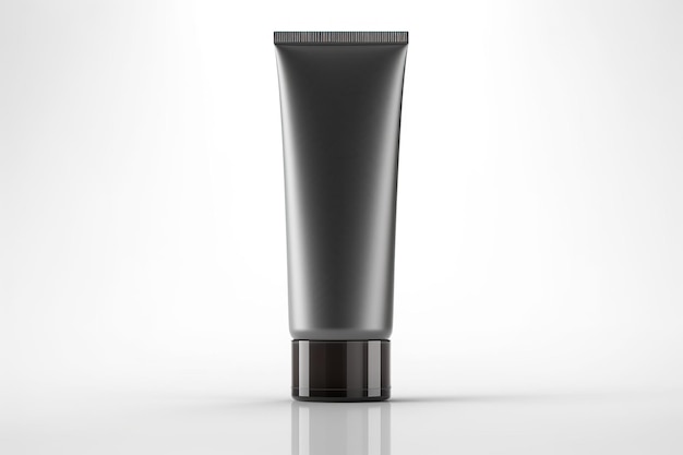 Mockup design Men's cosmetic product black tube isolated on white light background