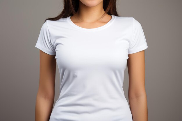 Mockup for design Woman in white tshirt in front