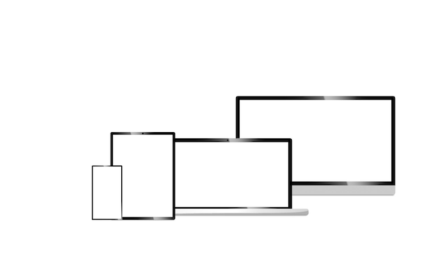 Mockup 디지털 태블릿, 휴대 전화, 스마트 폰, 노트북 및 컴퓨터 모니터.
