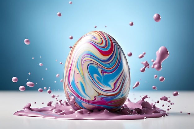 Mockup of an easter egg in colorful splashes