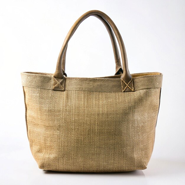 Photo mockup eco friendly brown burlap handbag reusable