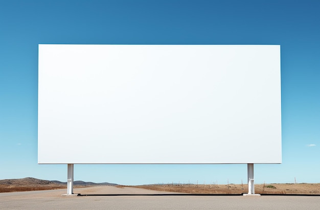 Mockup Een leeg wit reclamebord tegen een blauwe hemel in de stijl