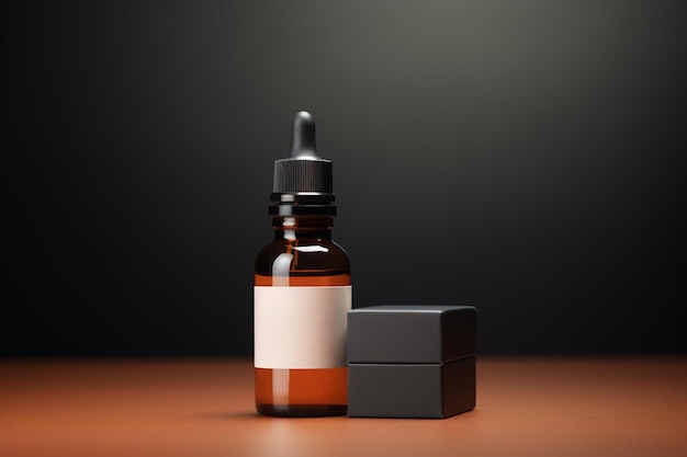 Mockup of elegant dropper bottle on a minimalist studio background