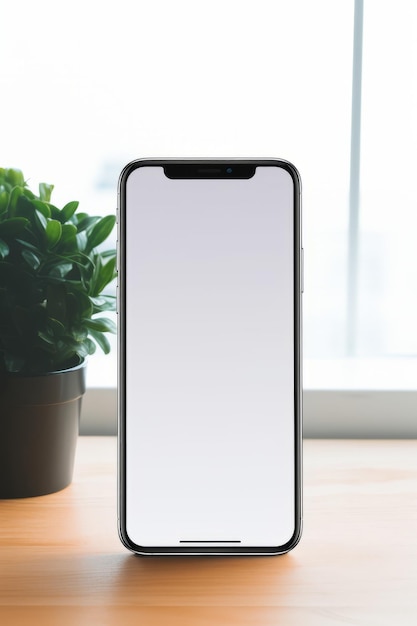 生成AI技術で作成された空の空白のスマートフォン画面のモックアップ