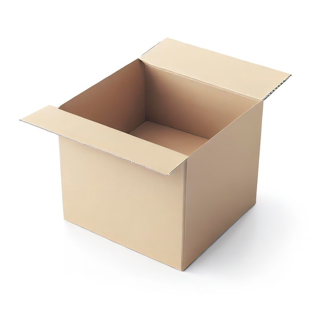 Mockup empty carton box isolated on white background