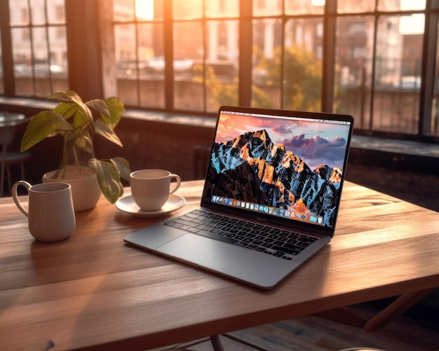 Mockup_empty_MacBook_Air_on_a_table_in_a_coffee_shop_cup