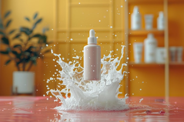 Foto mockup bottiglia vuota di siero per la cura della pelle per la pubblicità concetto cosmetico ia generativa