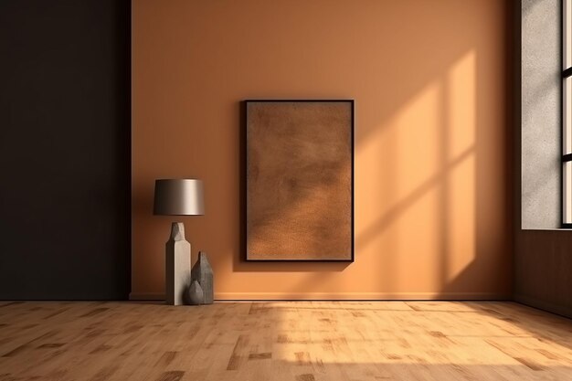 Photo mockup for empty wall decoration brown wall