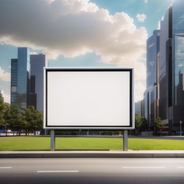 mockup of an empty white board on the street created with AI