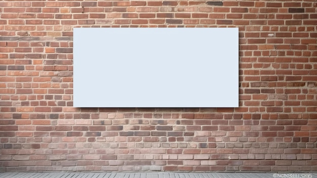 Пустой макет крупным планом пустого плаката с соотношением сторон 36x24, горизонтальная ориентация на кирпичной стене