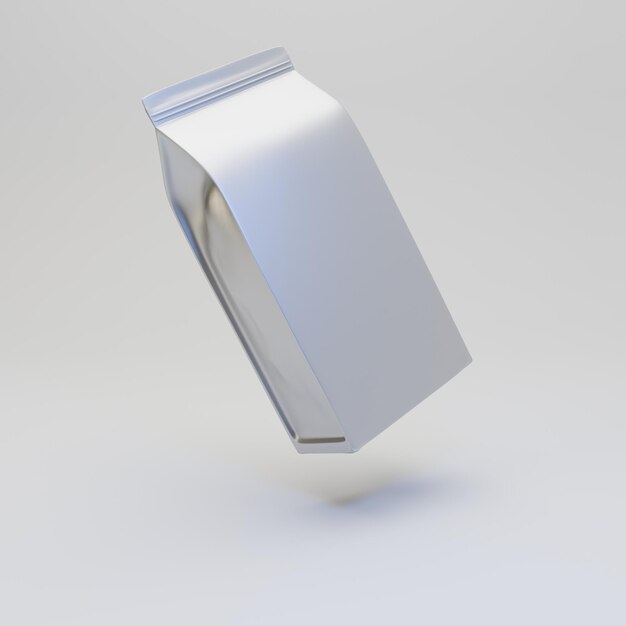 mockup foil pouch packaging with clip band isolated on white background