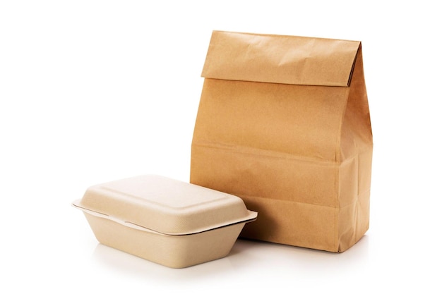 Photo mockup food takeaway packaging with clipping path