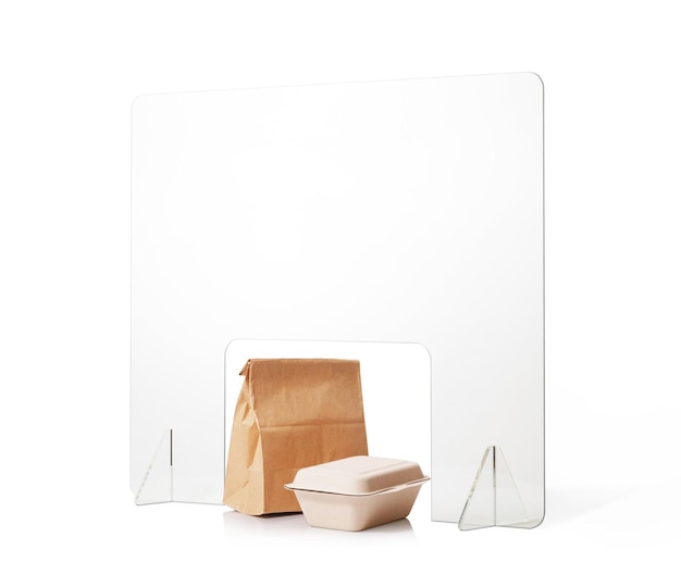 Mockup food takeaway packaging with glass partition