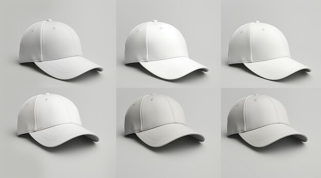 Mockup Four Different Views Of A White Baseball Cap In The Styl