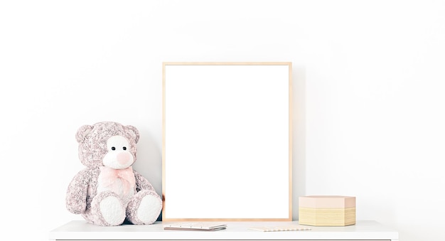 Mockup frame 8x10 and plush bear