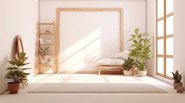 Mockup frame in home interior background white