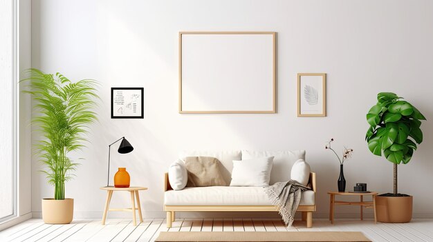 Mockup frame in home interior background white