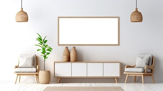 Mockup frame in home interior background white