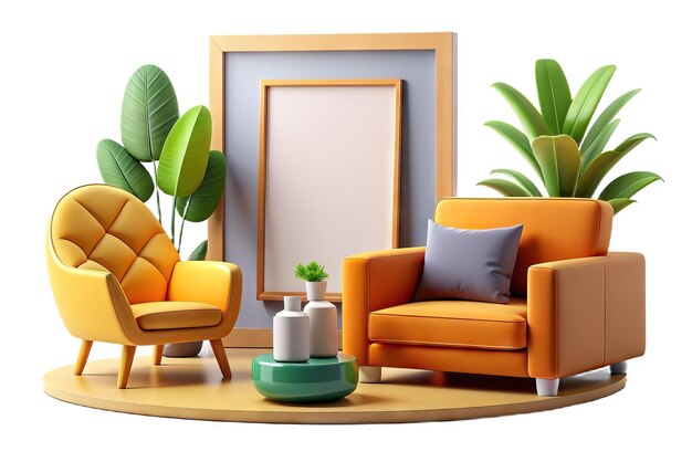 Photo mockup frame image in living room 3d