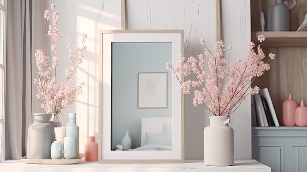 Photo mockup frame in interior background room in light