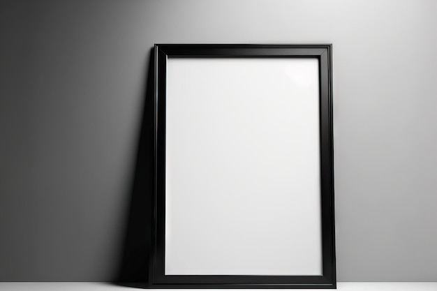 Mockup frame voor een poster Lege witte ruimte op een lichte muur Zwart frame