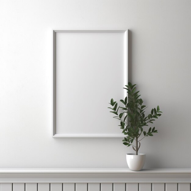 A mockup of a frame on a wall with a neutral background