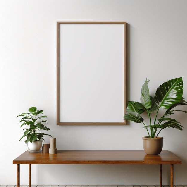 Photo a mockup of a frame on a wall with a neutral background
