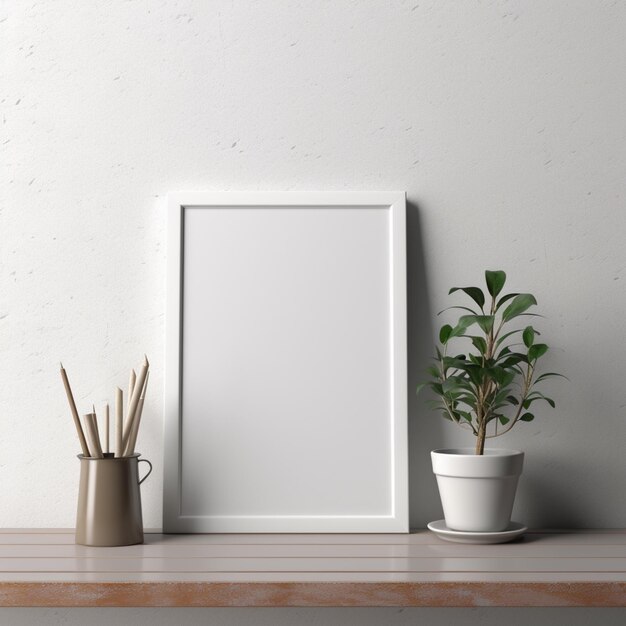 Photo a mockup of a frame on a wall with a neutral background