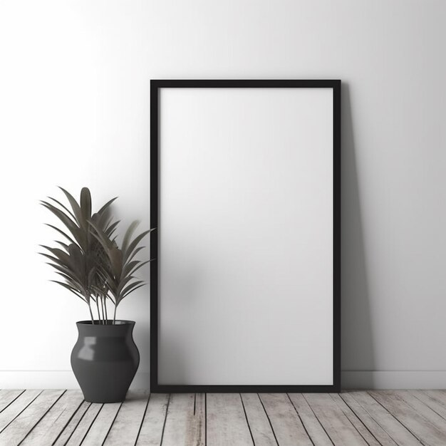 A mockup of a frame on a wall with a neutral background