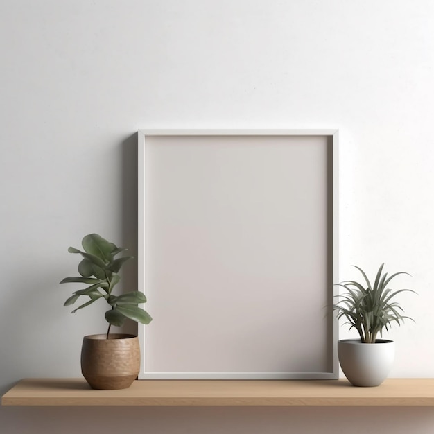 Photo a mockup of a frame on a wall with a neutral background