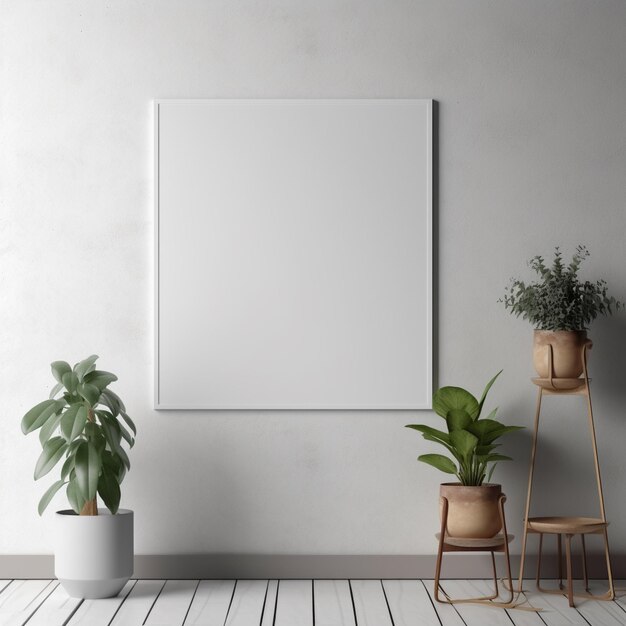 Photo a mockup of a frame on a wall with a neutral background