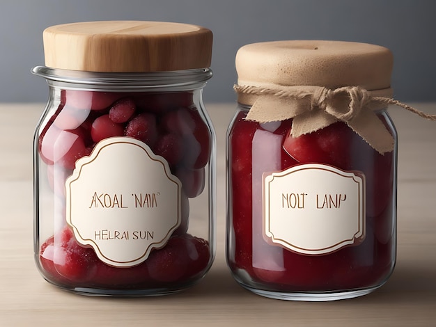 Photo a mockup of a glass jar with a customizable label perfect for showcasing homemade preserves