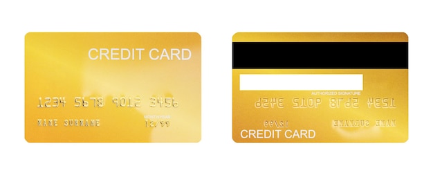 Mockup gouden creditcard geïsoleerd op een witte achtergrond met uitknippad