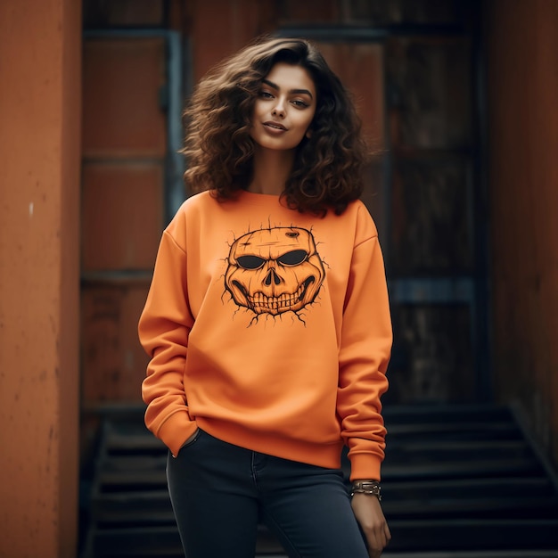 Mockup Halloween Sweatshirt Mockup 18000 Orange Mockup