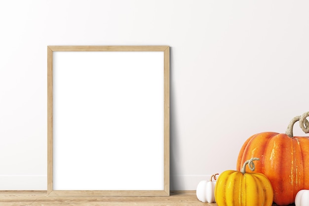 mockup halloween and wood frame